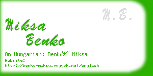 miksa benko business card